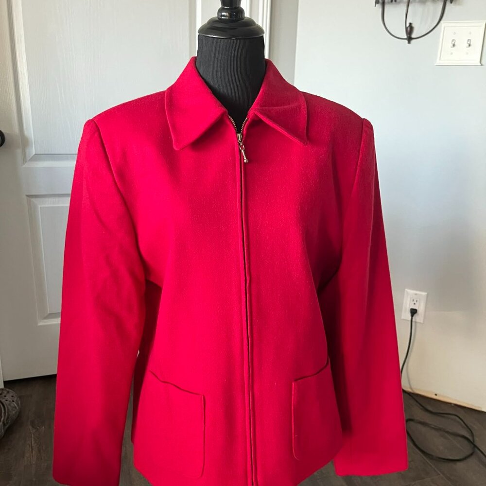 Urban Wool Merino Collection 100% Pure New Wool Zip Jacket Women's size 12 Red